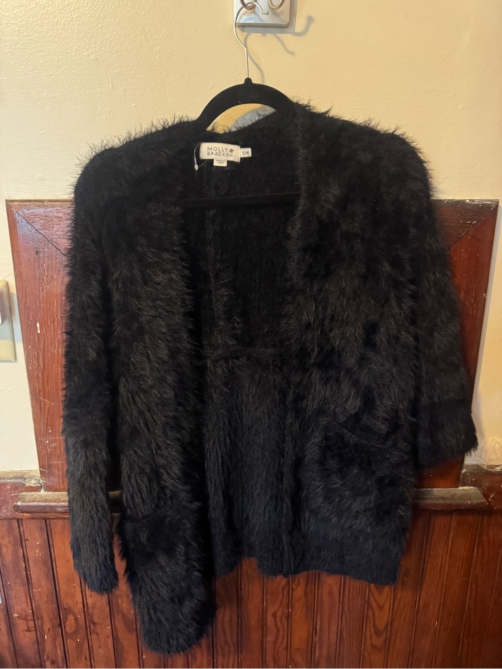 Molly Bracken Black Fuzzy Open Cardigan